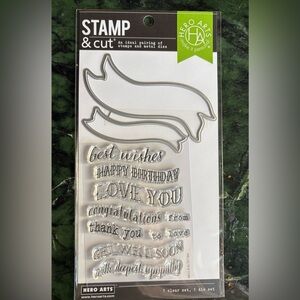 Hero Arts Stamp and Cut Set Ribbon Messages DC184